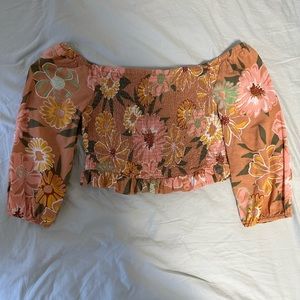 Roxy Off the shoulder flower top NWOT